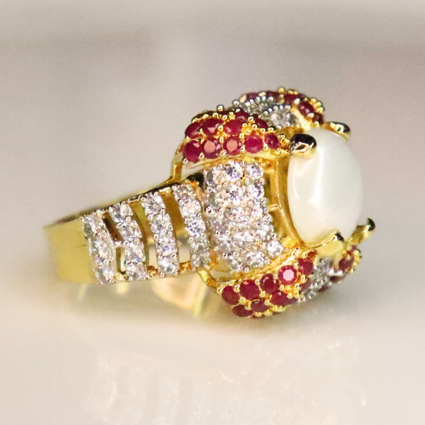 Fire Pearl | Gold and Rhodium Plated